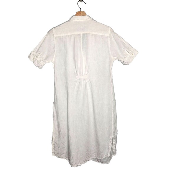 HARTFORD Linen Shirt Dress Sz 3 US 8 White Short Sleeve Minimalist Neutral Basic - Picture 6 of 11